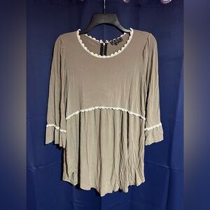 POL Green Ruffled Blouse with Relaxed Fit